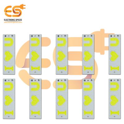 3V to 12V 3 COB LED (I❤U) White Color Hard Strip Bight Bulb Aluminum Plate Pack of 10